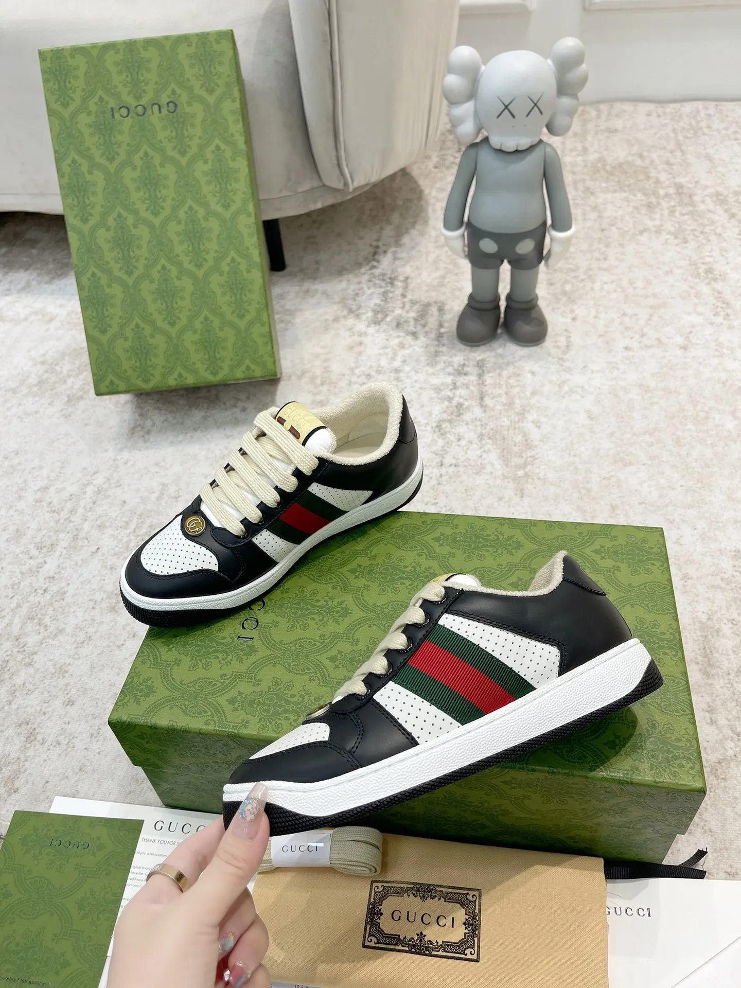 👟👟Ex-factory price 480👟👟 Couple style👫Gucci Gucci ❗️❗️New order shipped Original development Private mold making Correct last shape Hand-polished and distressed effect Correct details Complete accessories Imported leather/original towel lining crafted with craftsmanship Same size for men and women: 35-44